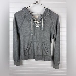 90s Vintage Hollister Charcoal Lace-Up Women's Hoodie